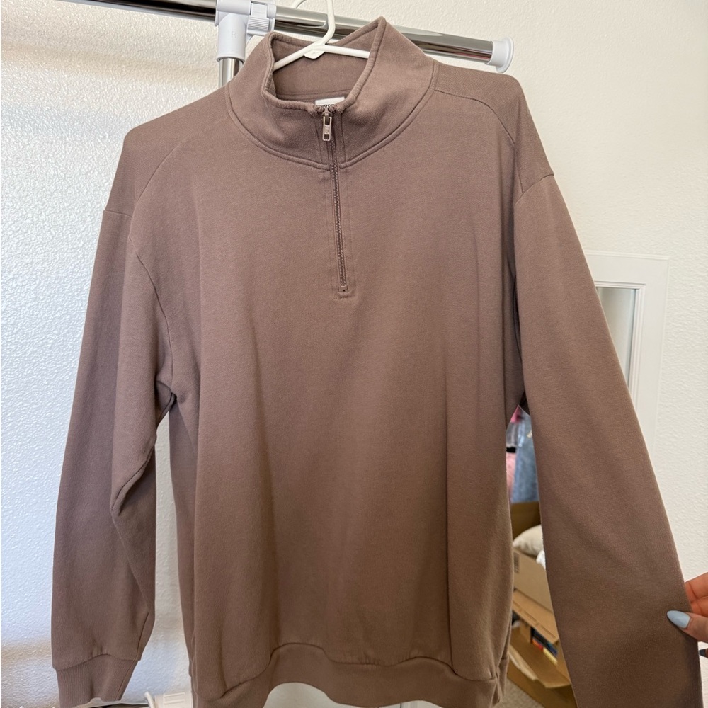 PINK Victoria's Secret Brown Quarter-Zip Sweatshirt